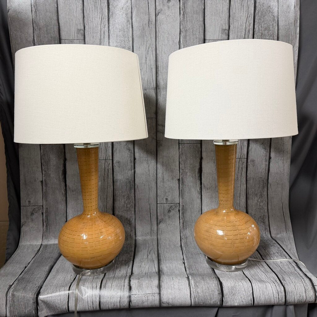 Pair Contemporary Glass Lamps