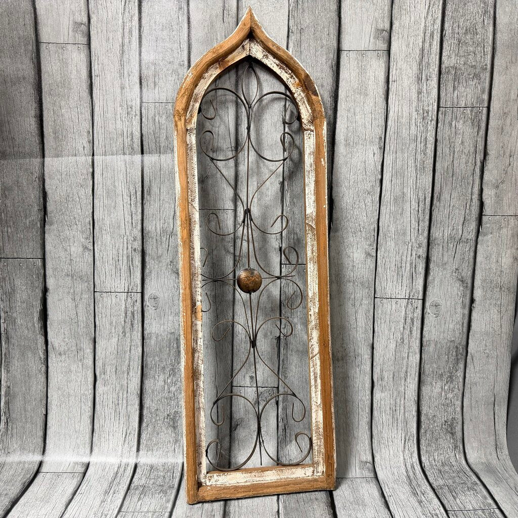Wood + Metal Cathedral Window Decor