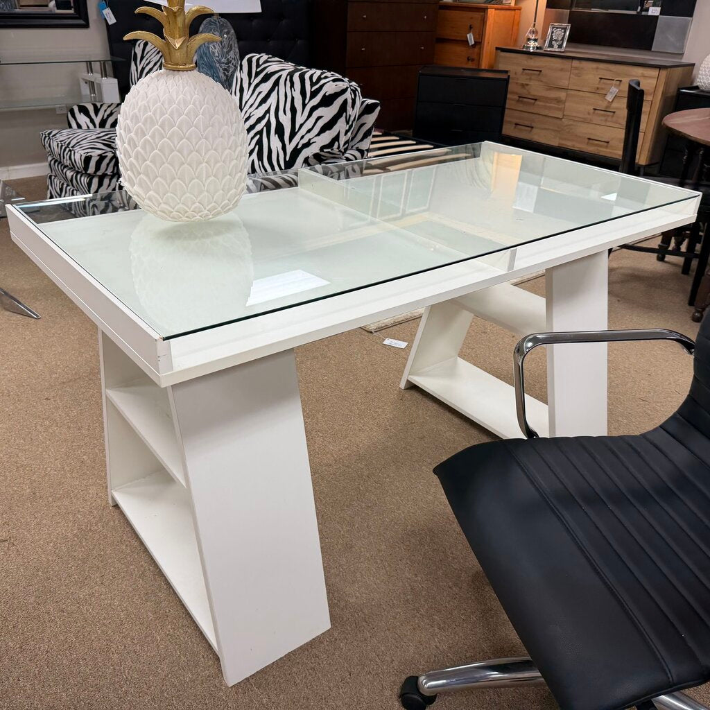 Glass Top Trestle Desk