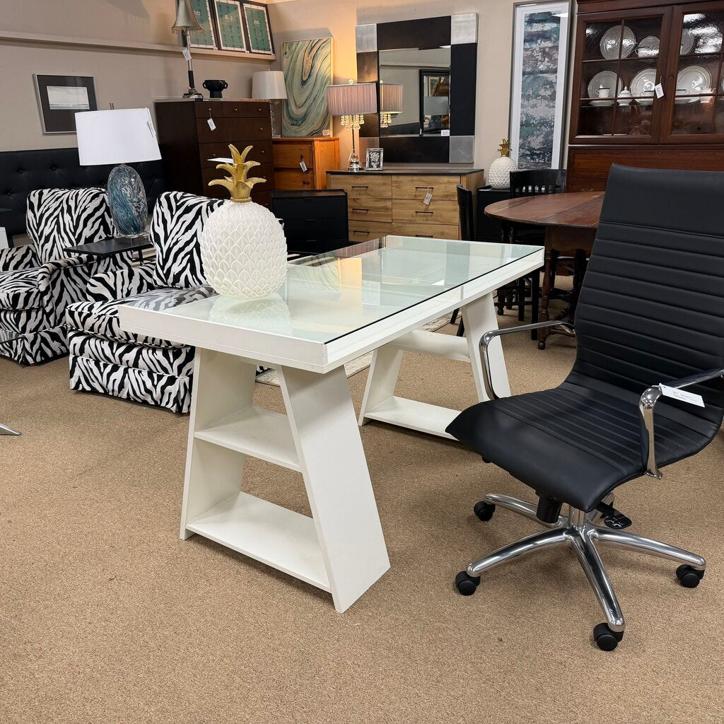 Glass Top Trestle Desk