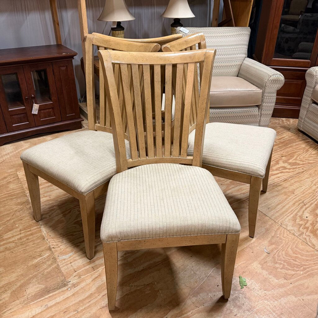Set/4 Upholstered Wood Dining Chairs