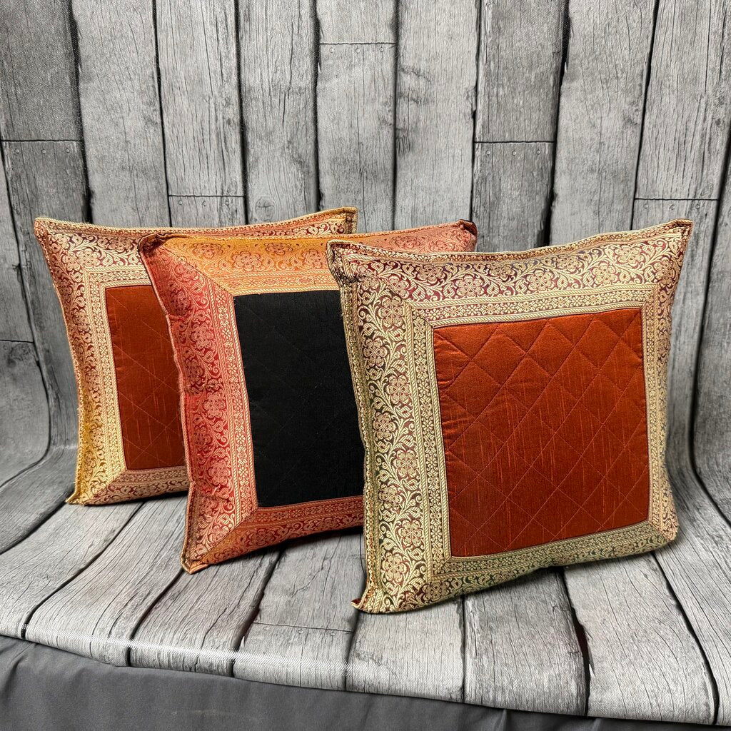 Set/3 Silk Asian Style Pillows