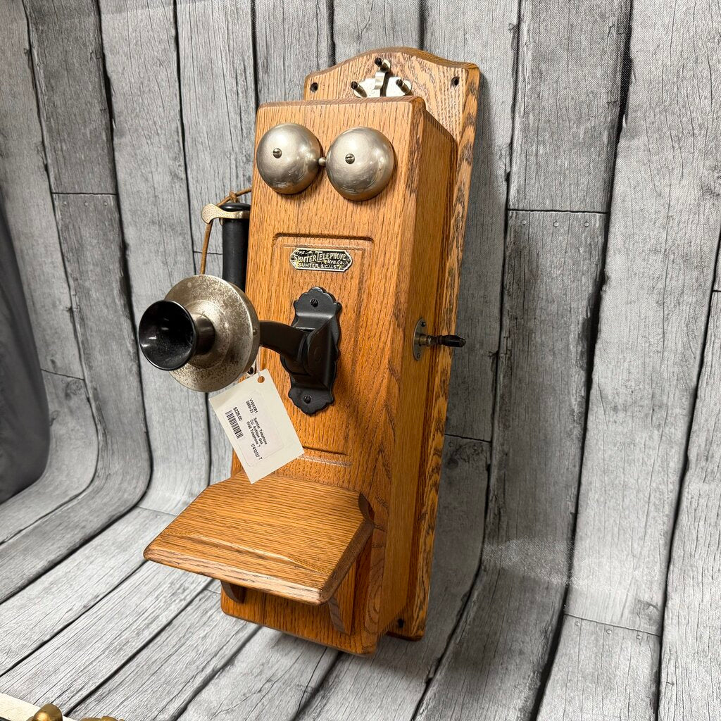Antique Oak Wall Telephone – Early 1900s Hand‑Crank Model