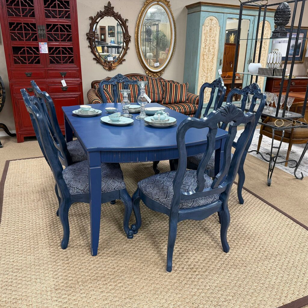 Painted Dining Table + 6 Chairs + 1-18" Leaf
