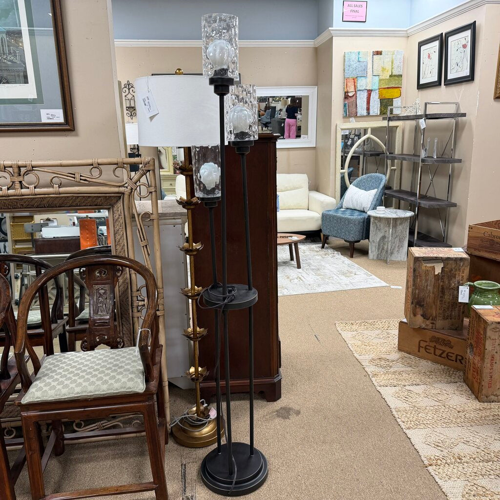 3-Light Black Metal Floor Lamp