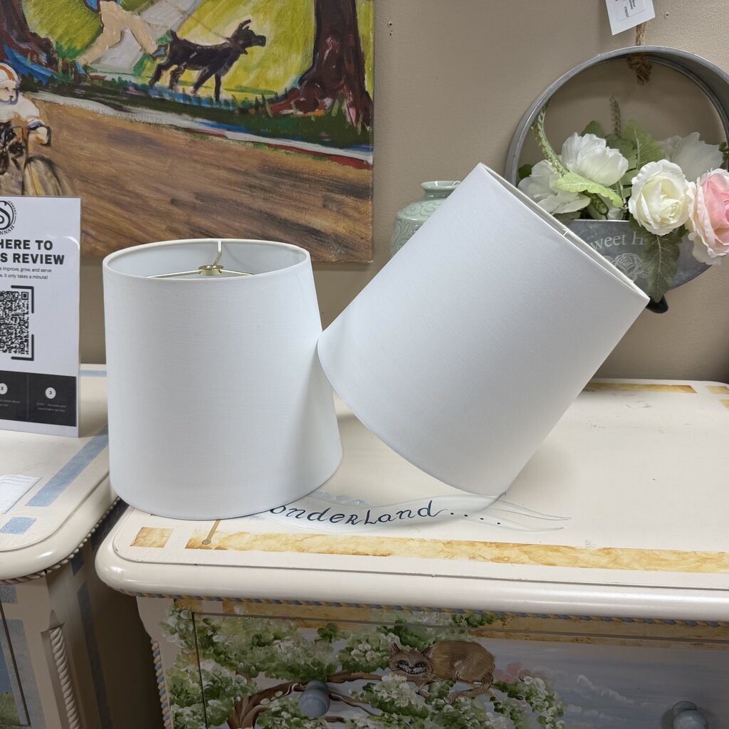 Pair White Lamp Shades