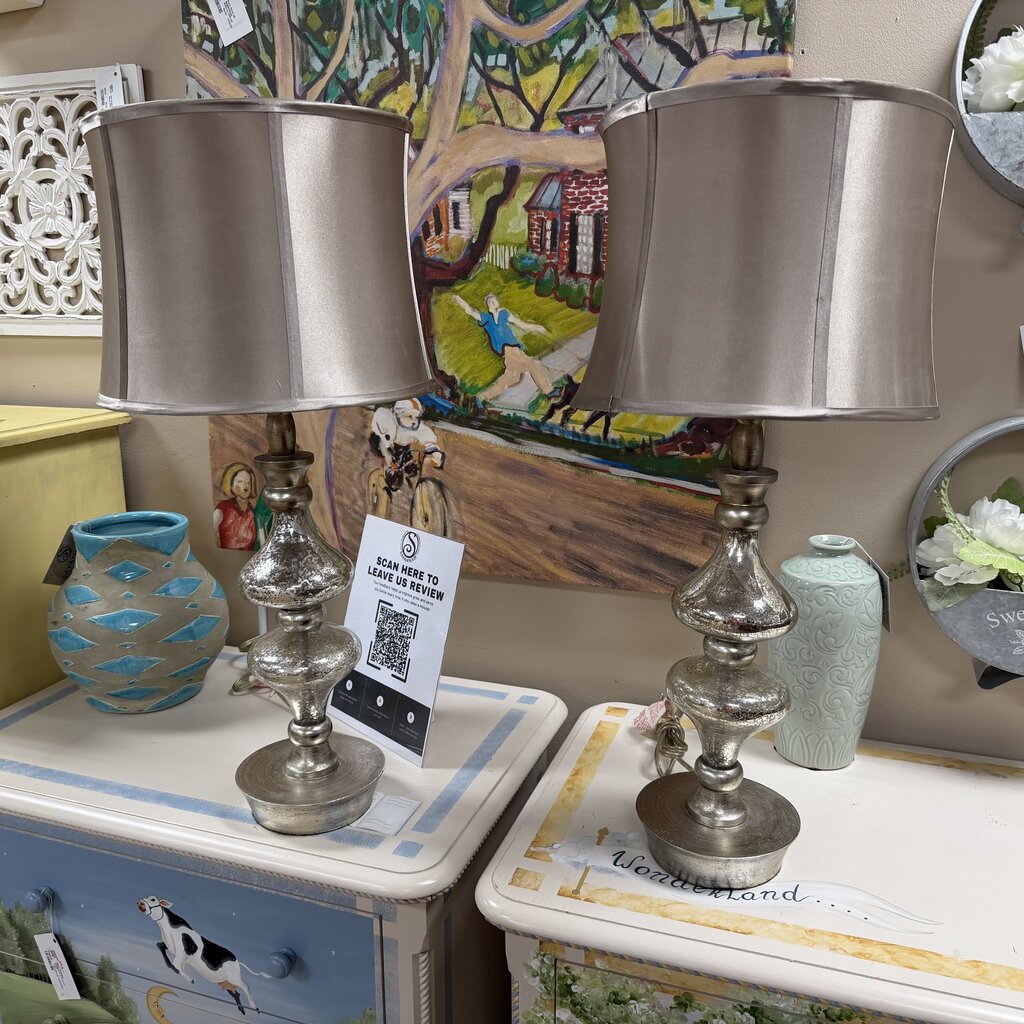 Pair Mercury Glass Lamps