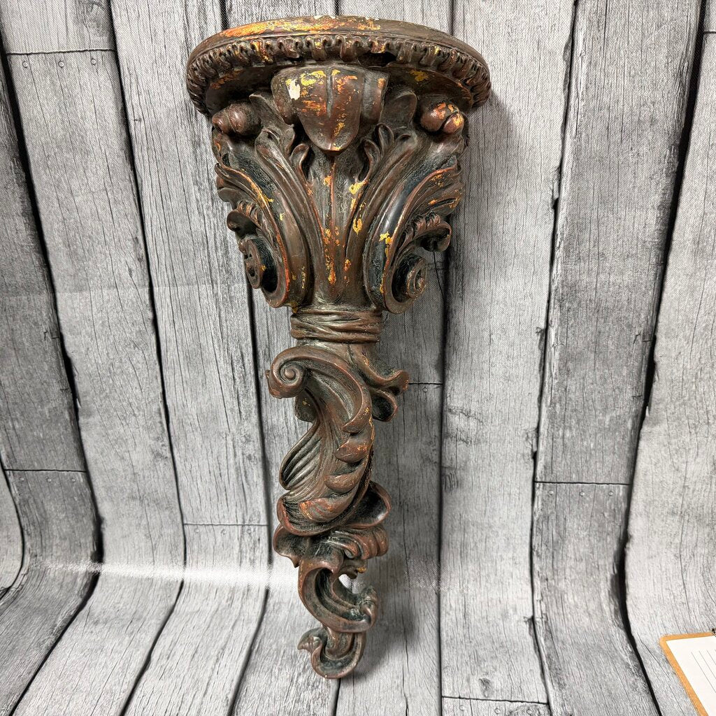 Resin Wall Shelf w/Antiqued Finish