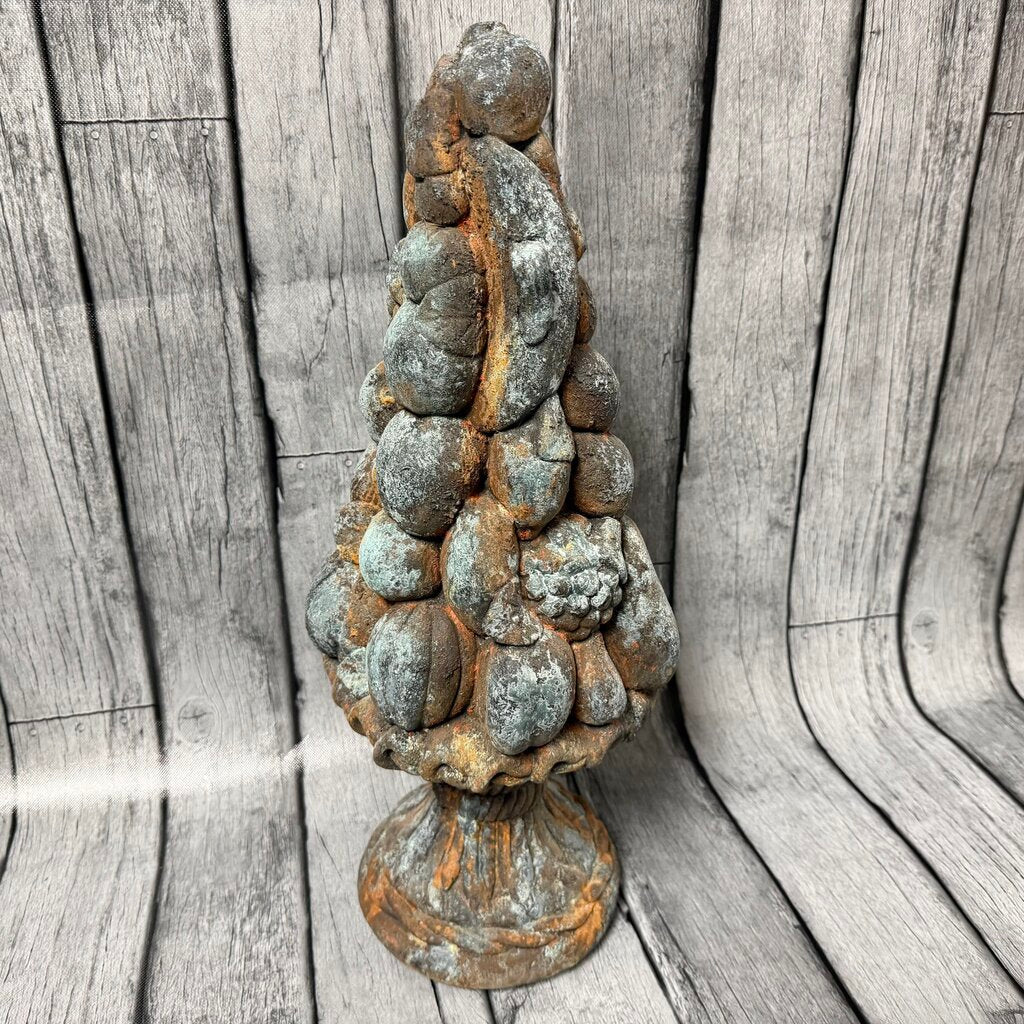 Aged Concrete Decorative Finial w/Clustered Fruit