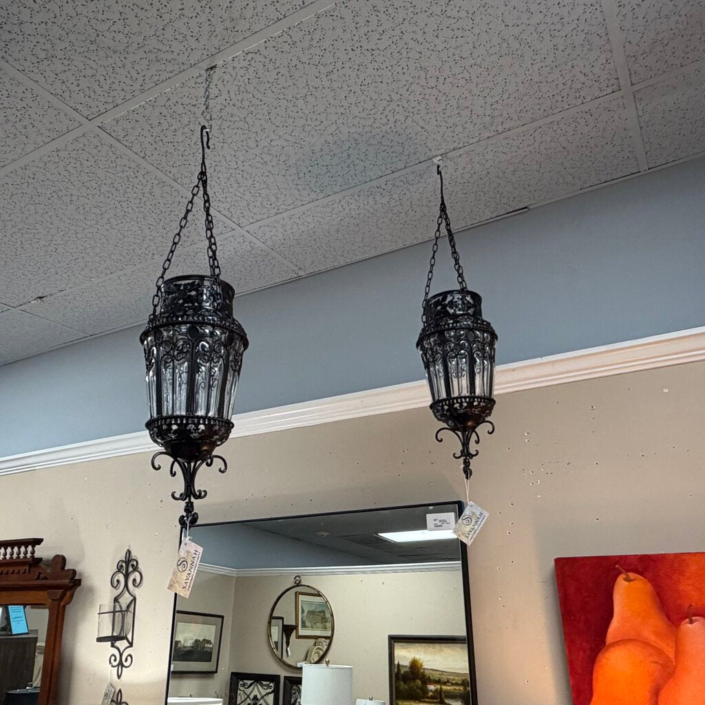 Hanging Glass + Metal Lantern