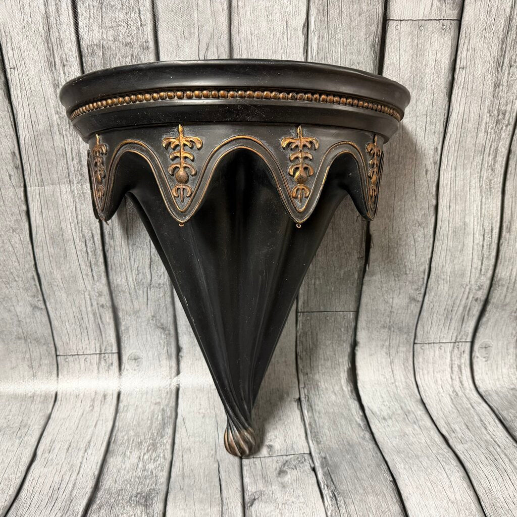 Large Black + Gold Wall Shelf