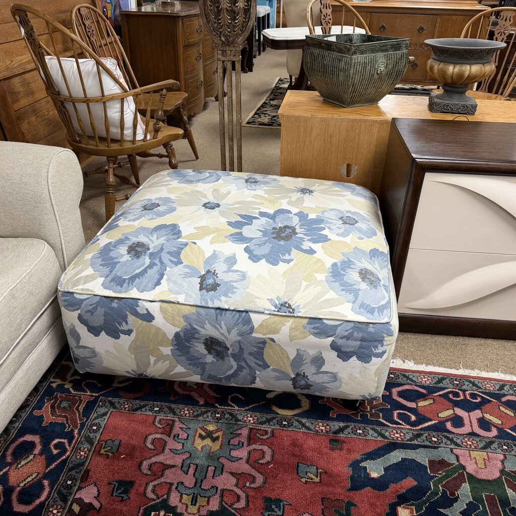 Floral Upholstered Ottoman