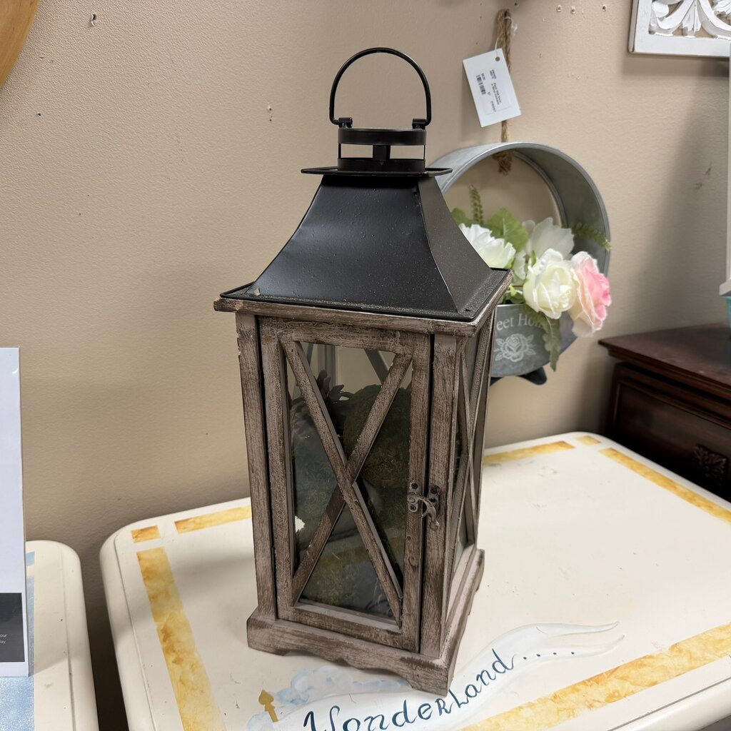 Filled Wood + Metal Lantern