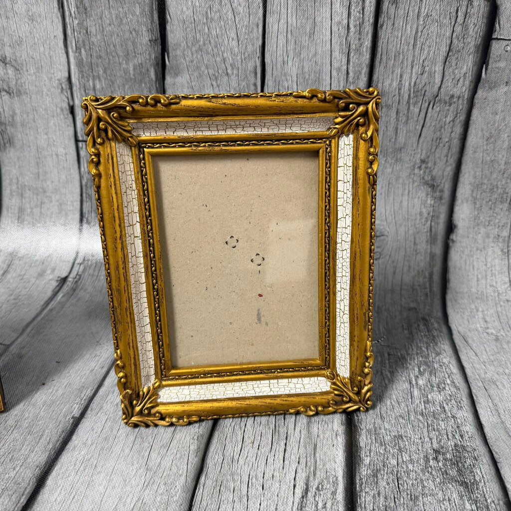 Crackled Cream + Gold Picture Frame