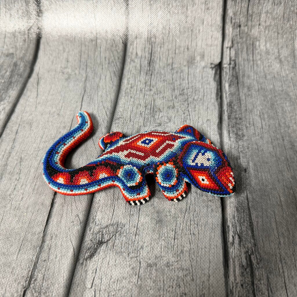 Huichol Mexican Folk Art Beaded Lizard