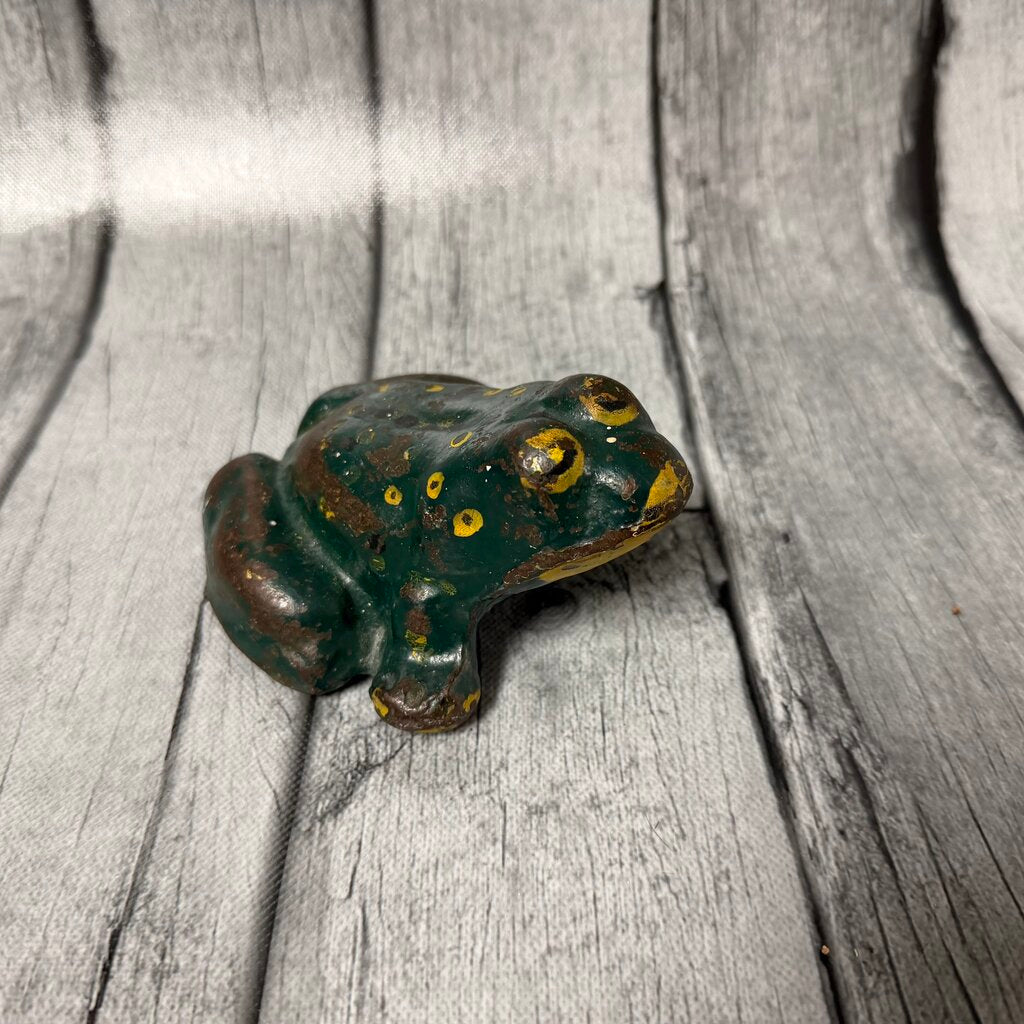 Antique Solid Cast Iron Painted Frog Doorstop