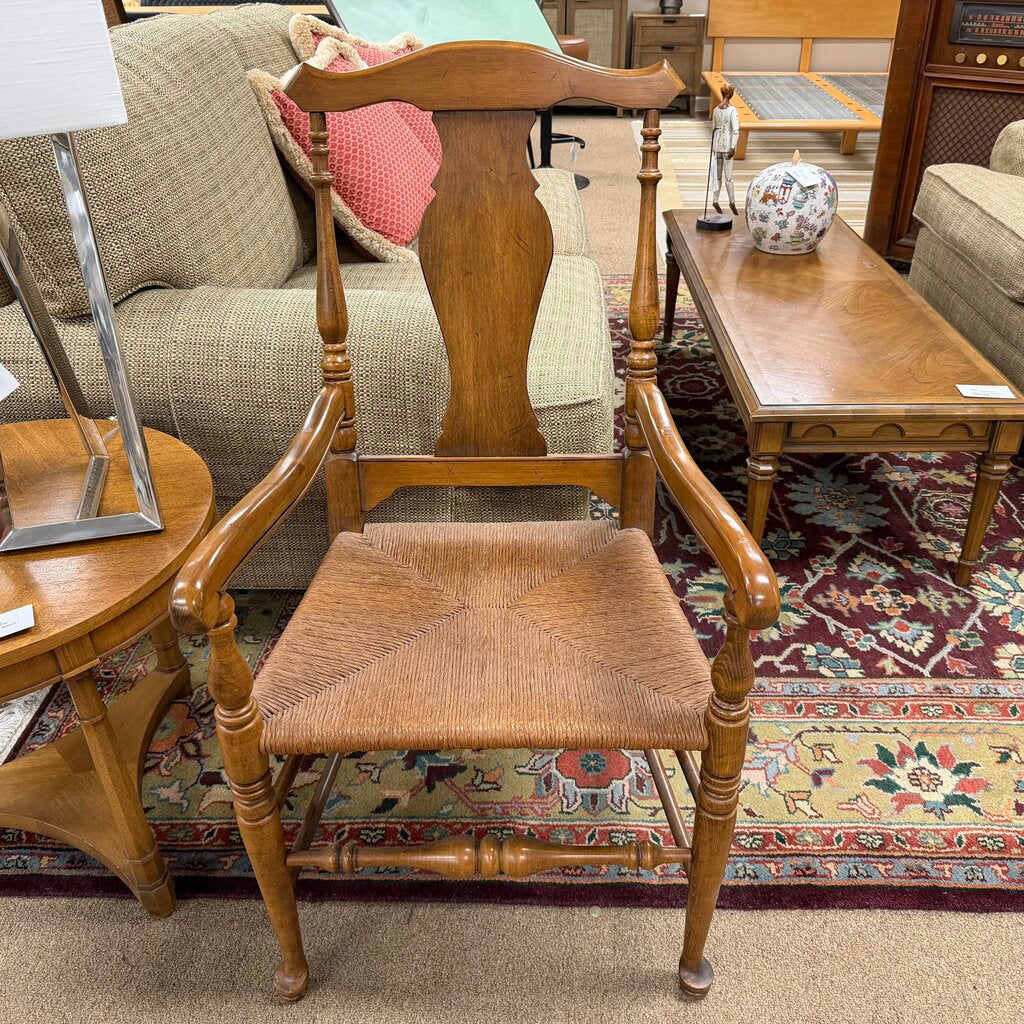 Pine Rush Seat Arm Chair