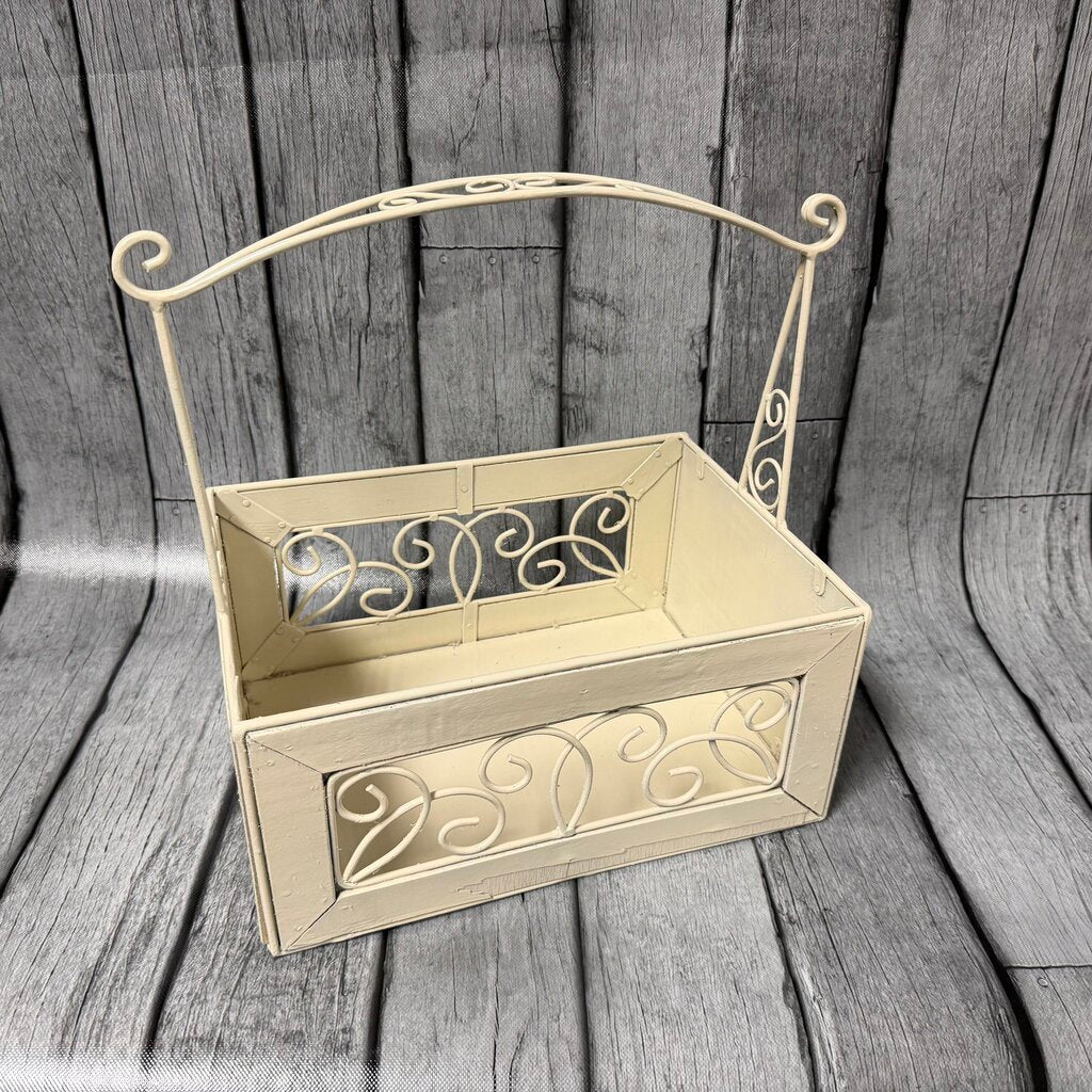 White Metal Box w/Handle