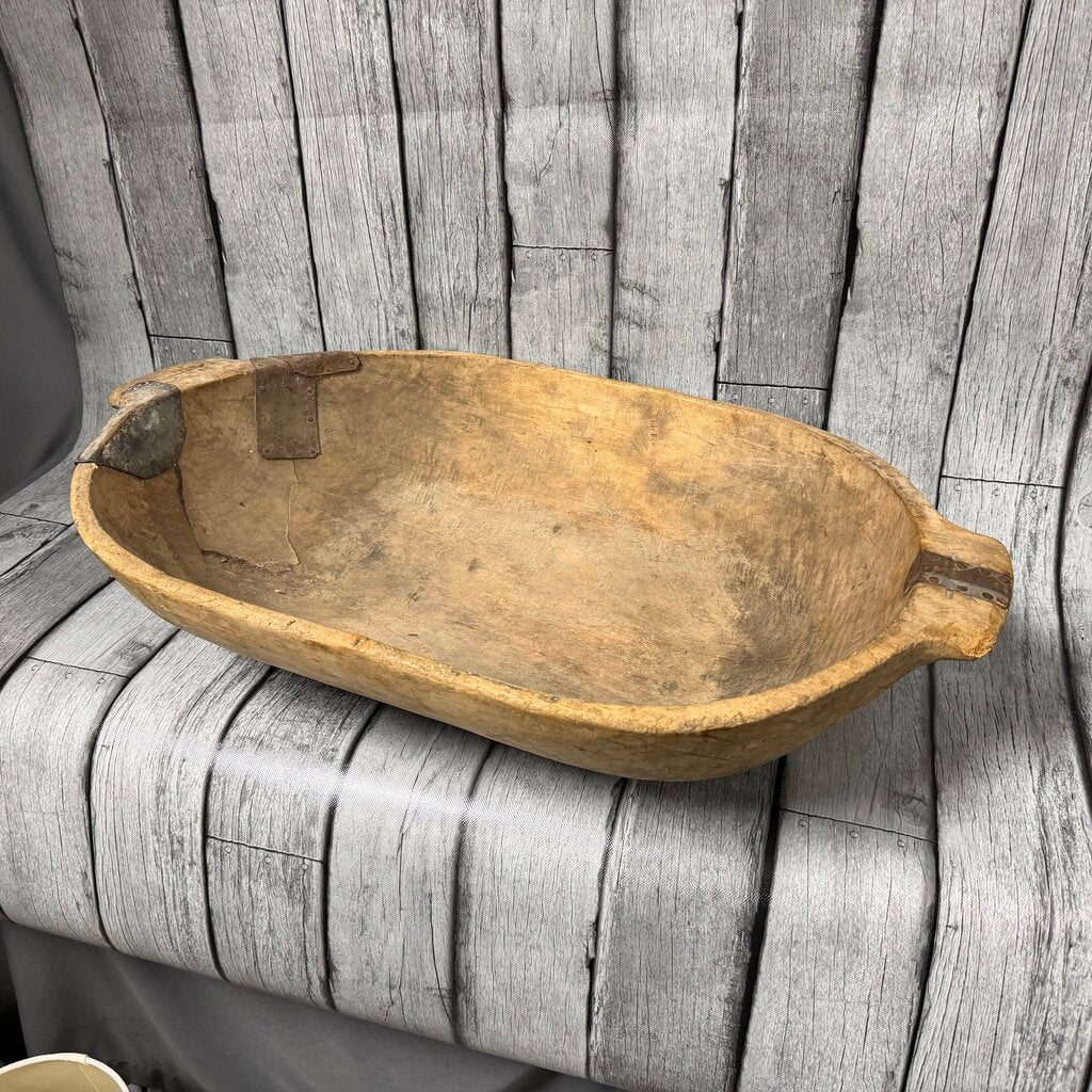 Large Primitive Wood Dough Bowl