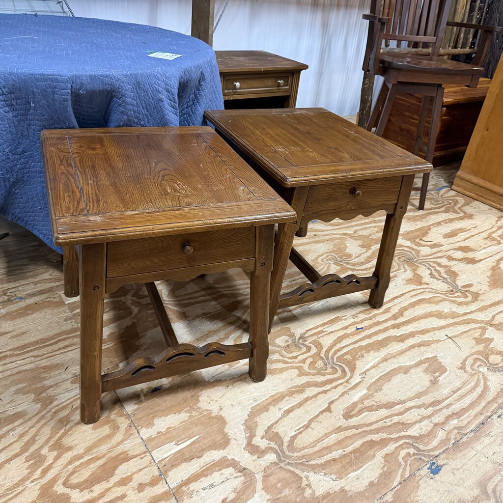 Pair Vintage 1-Dr Side Tables