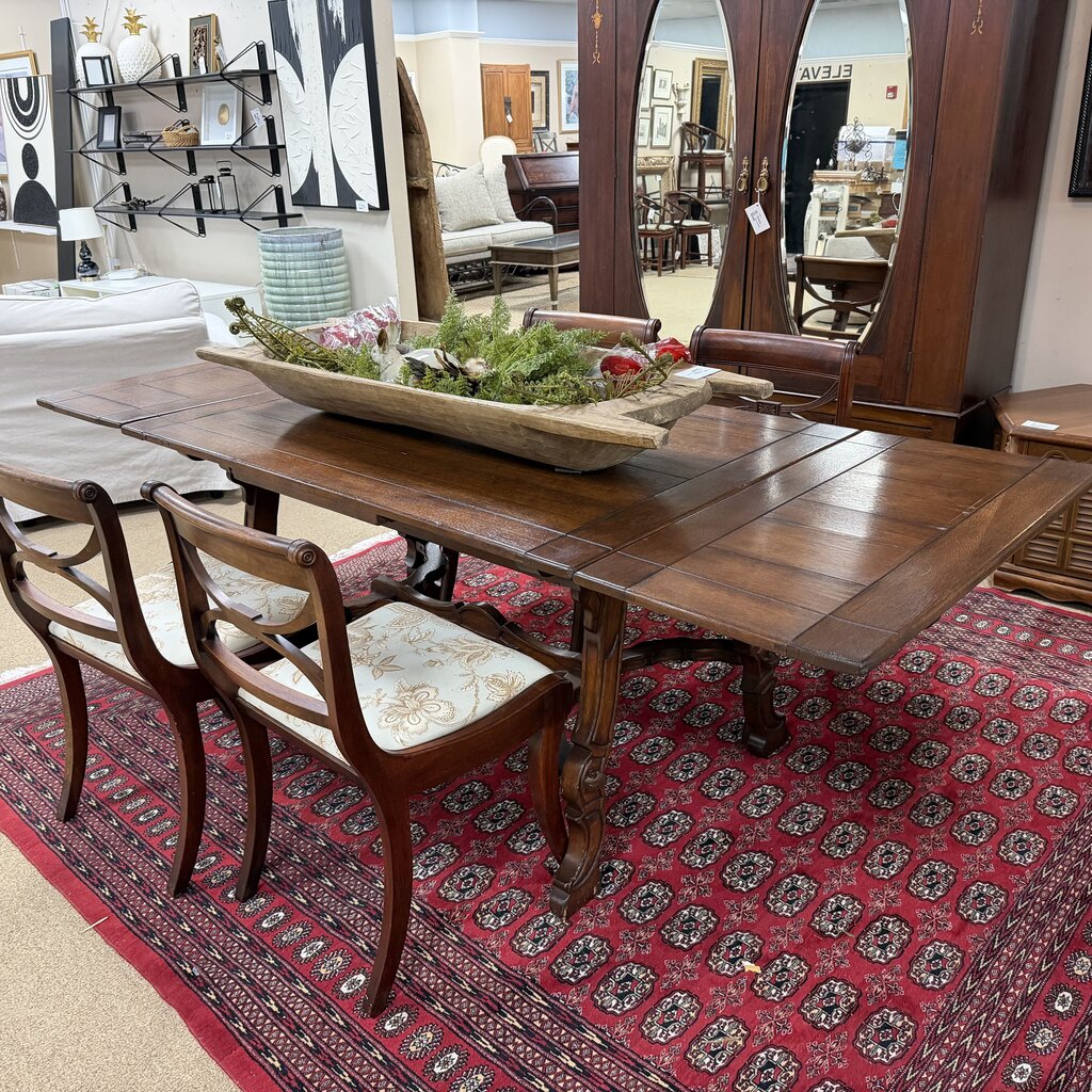 Walnut Draw Leaf Table + 4 Chairs