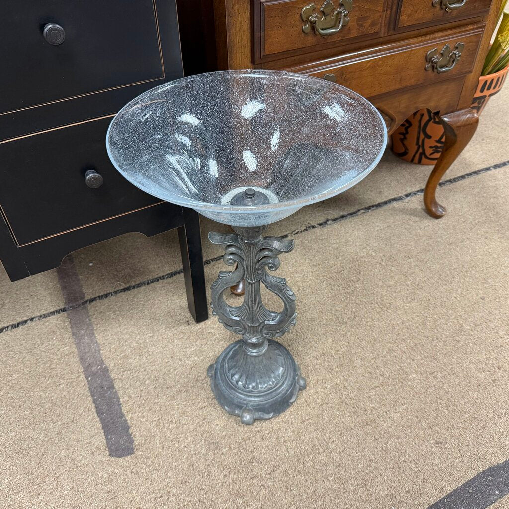 Glass Bowl on Iron Base