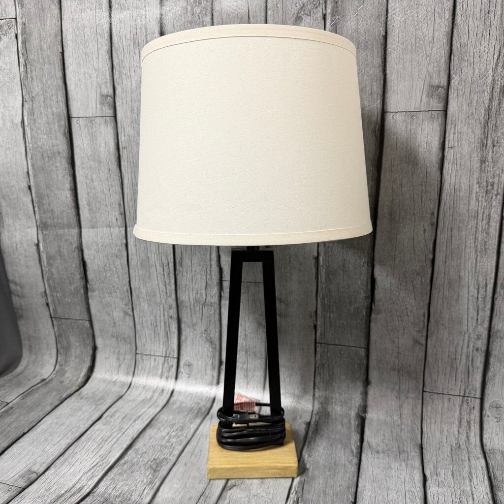 Metal Lamp w/Wood Base