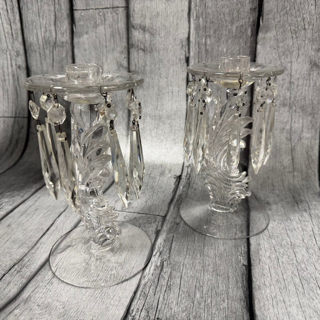 Pair Crystal Candleholders