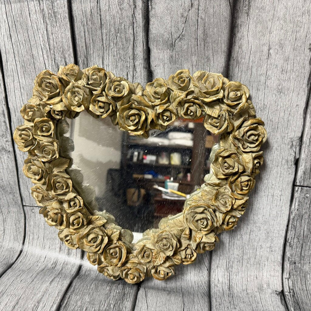 Floral Framed Heart Shaped Mirror