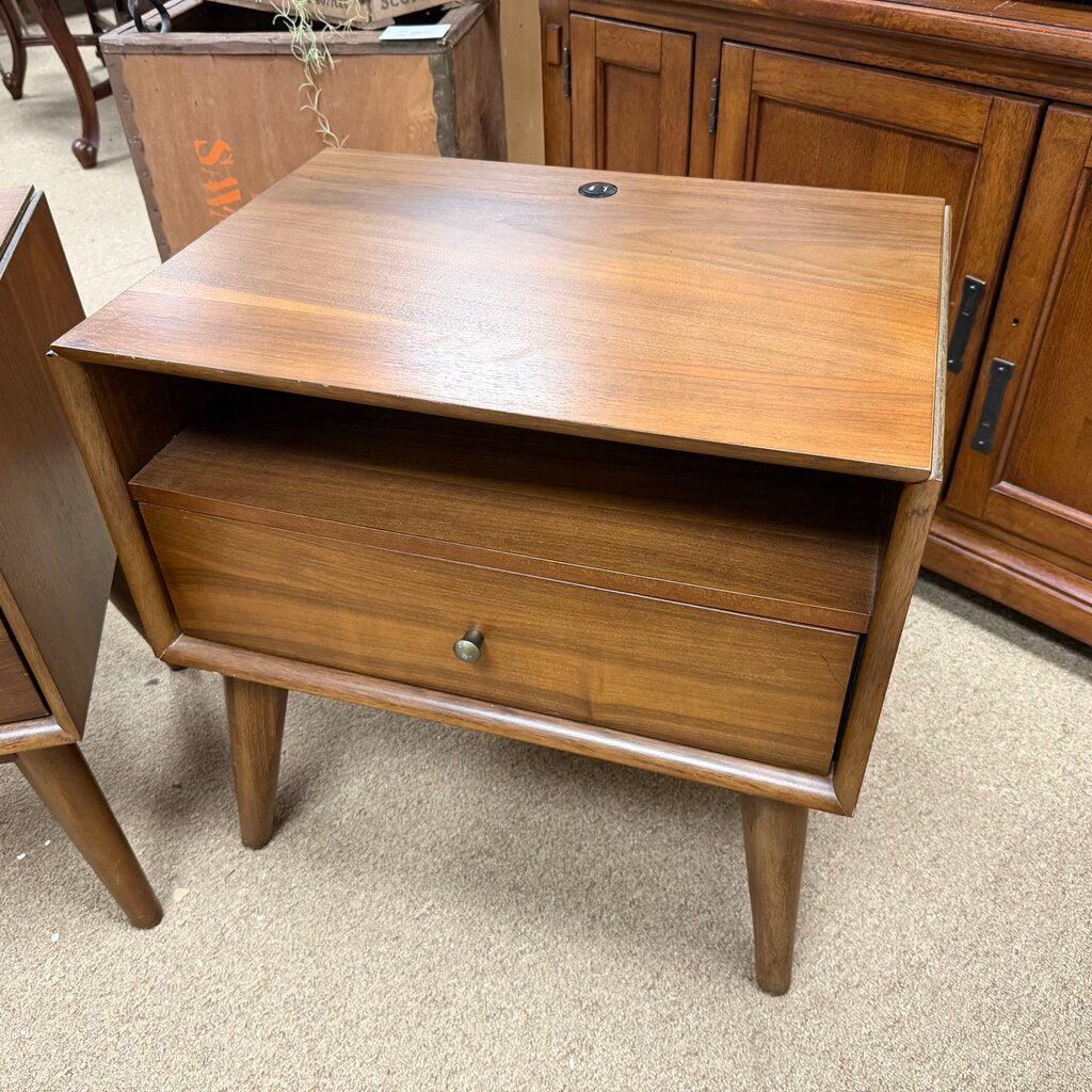 Pair Mid Century Style Nightstands w/USB Plugs