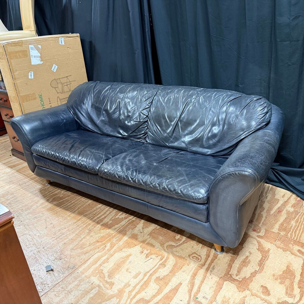 Italian Leather Sofa (visible cat scratches)