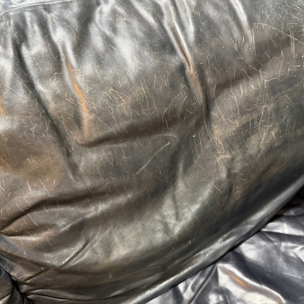 Italian Leather Loveseat (visible cat scratches)