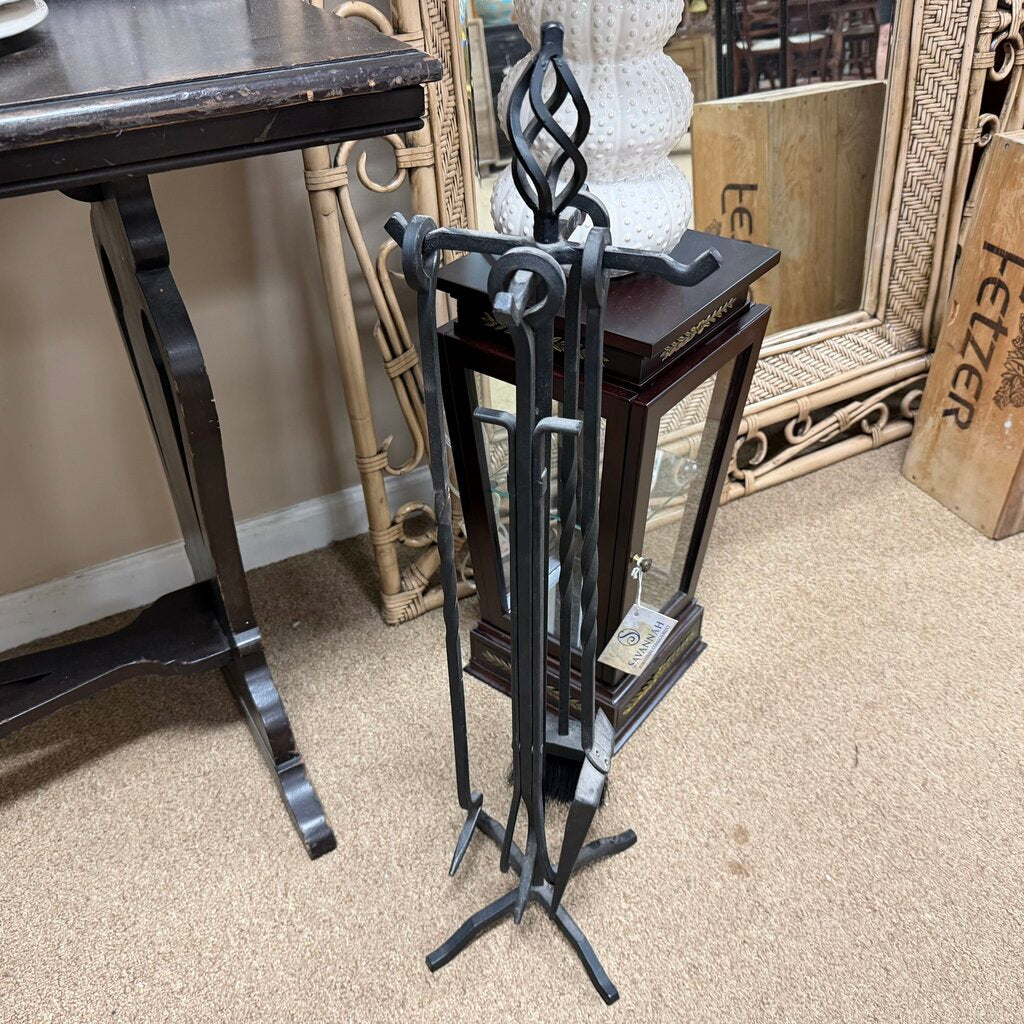 4-pc Iron Fireplace Tools on Stand