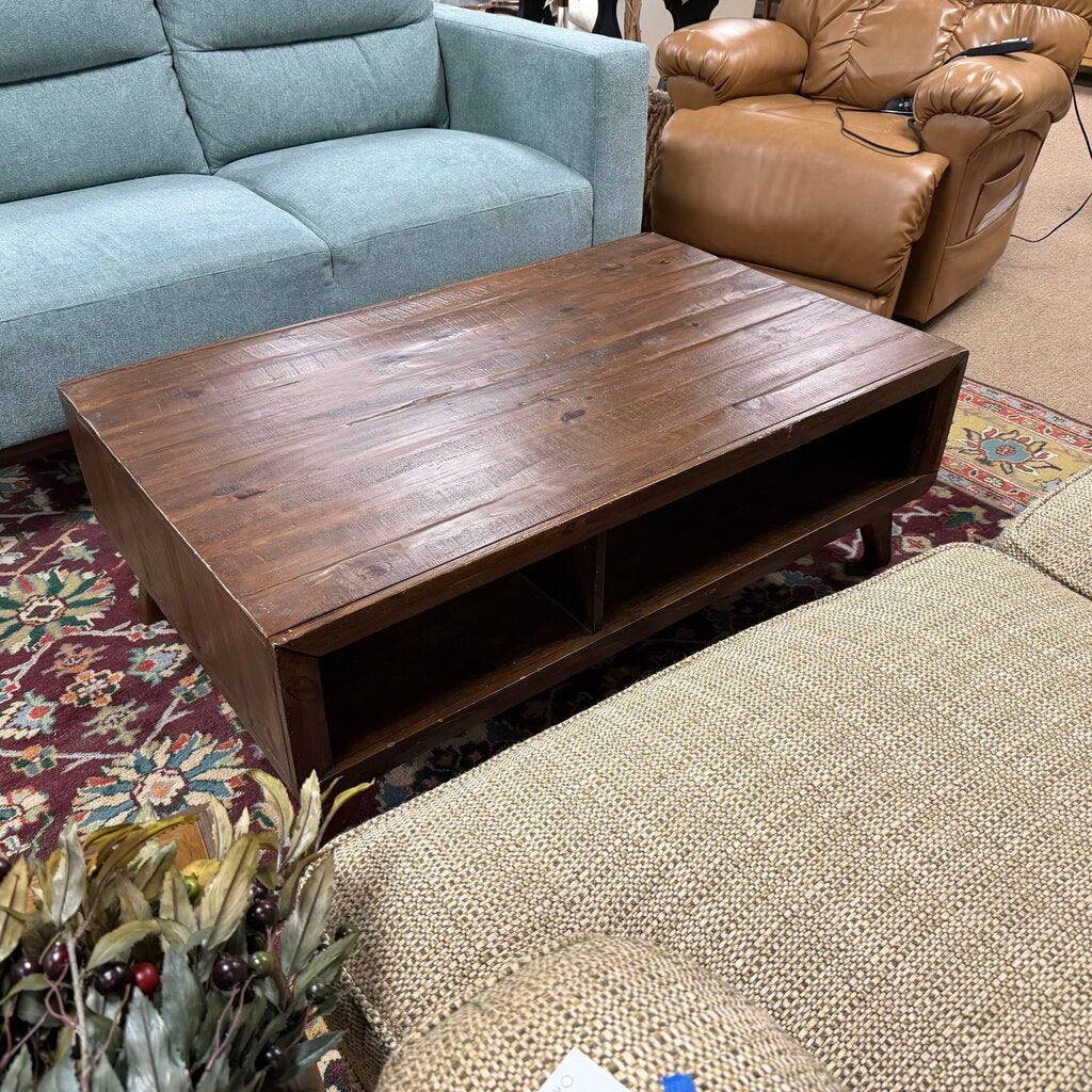 Wood Coffee Table w/Open Storage