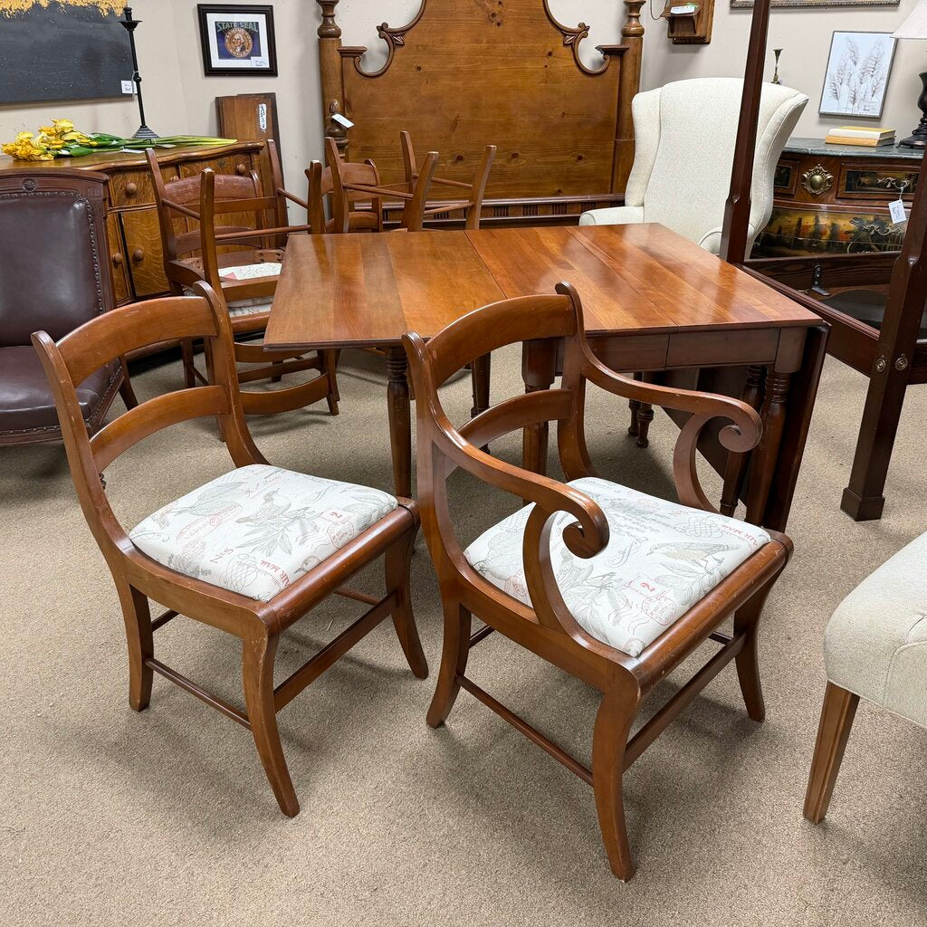 1950s Cherry Drop Leaf Table + 6 Chairs