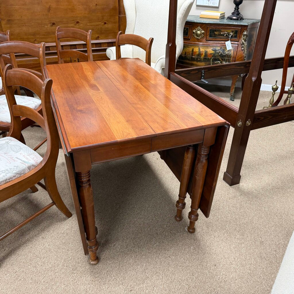 1950s Cherry Drop Leaf Table + 6 Chairs