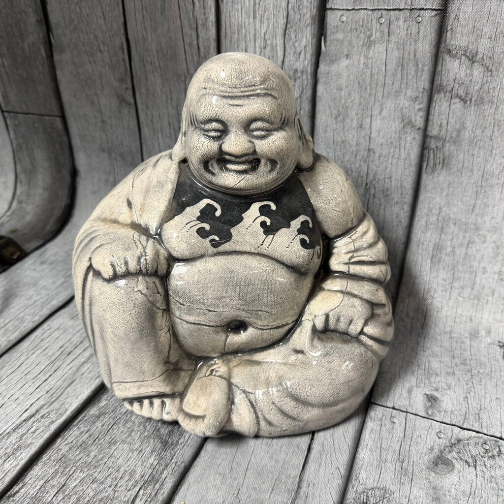 Signed Ceramic Laughing Buddha by Hage