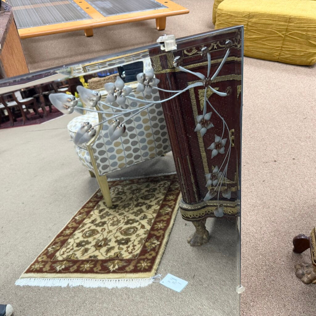 Beveled Mirror w/Etched Floral Detailing