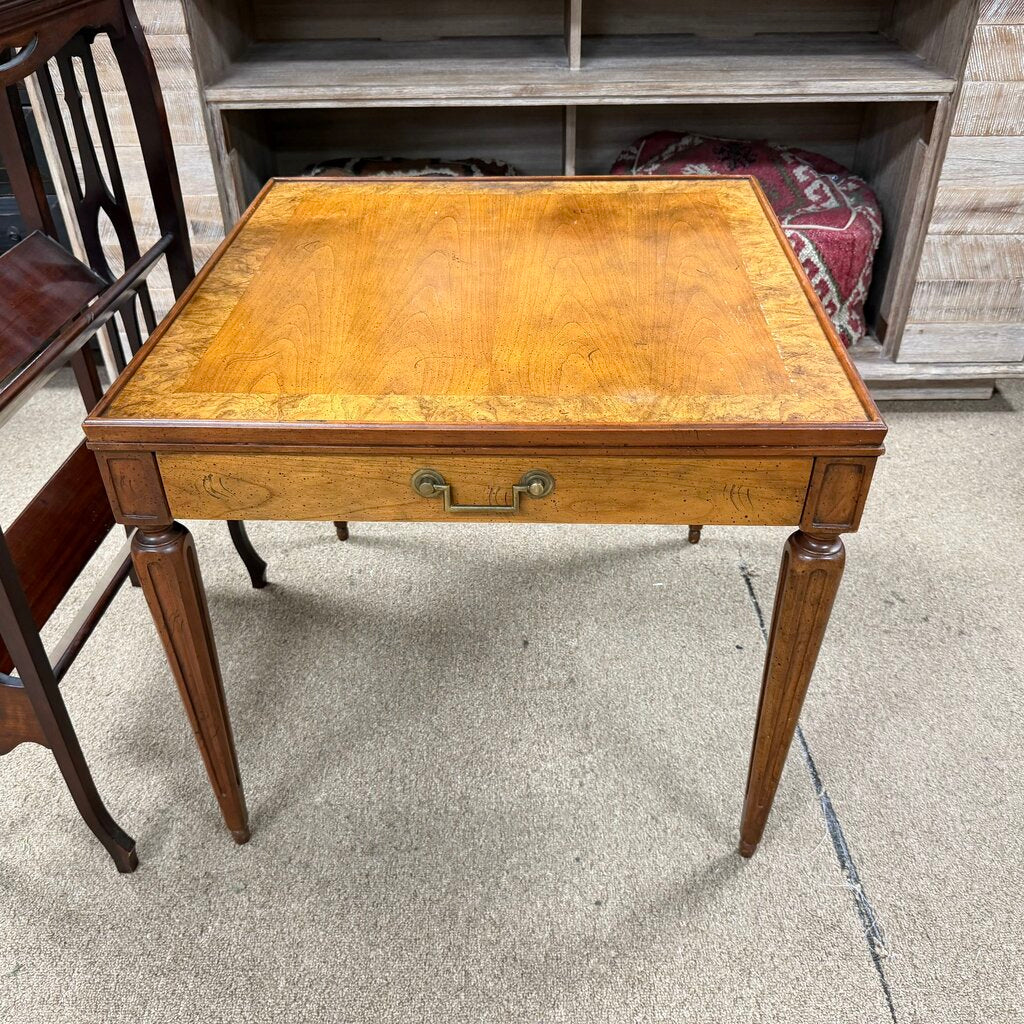 Solid Wood Burled Veneer Square Side Table