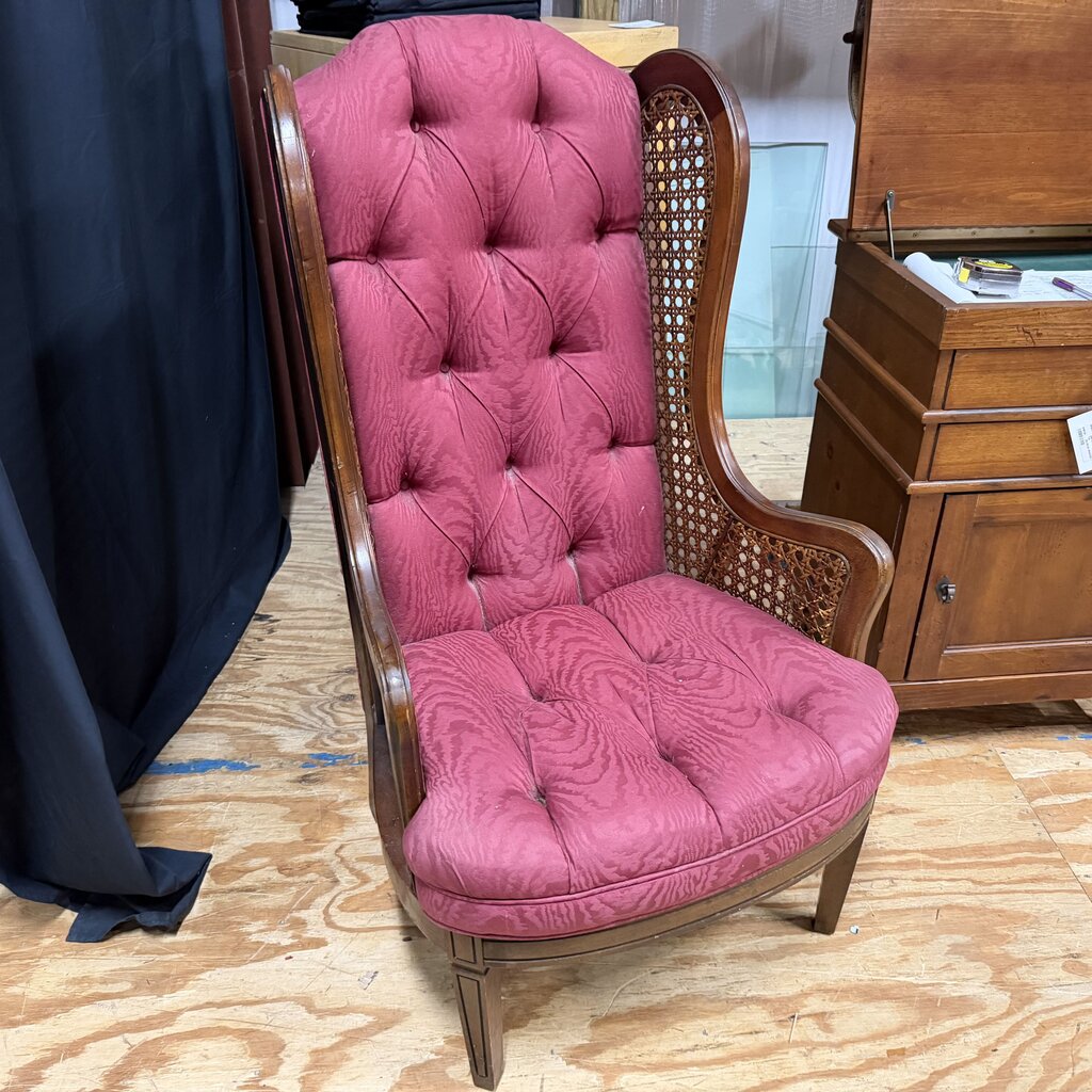 Vintage High Back Caned Wing Chair