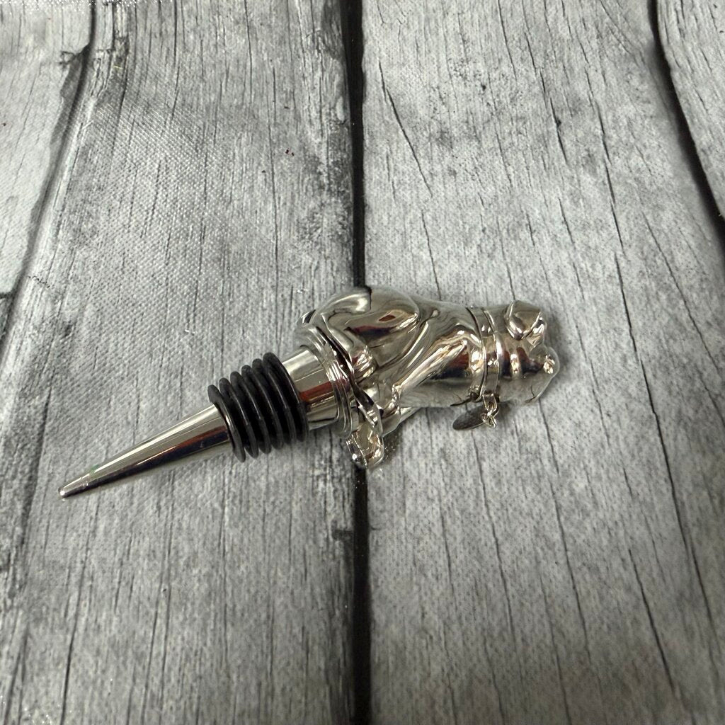 Chrome Bulldog Wine Bottle Stopper