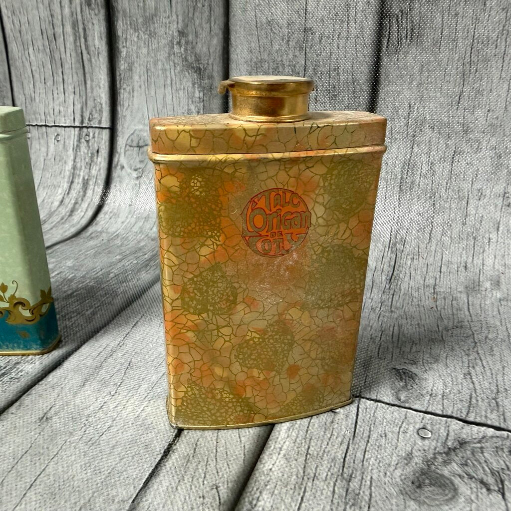 Vintage Coty Talcum Powder Tin – “Origan de Coty” (1930s–1940s)