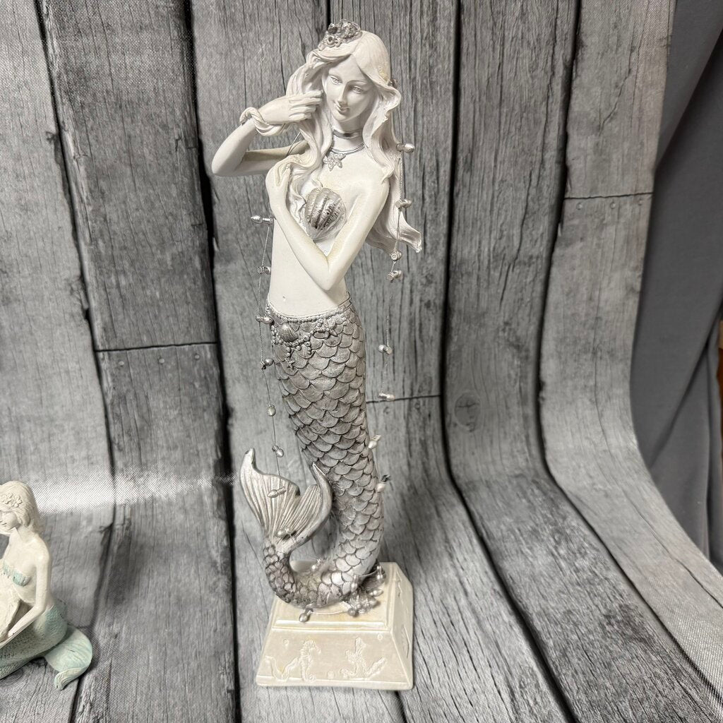 Mermaid Figurine w/Silver Tail Standing