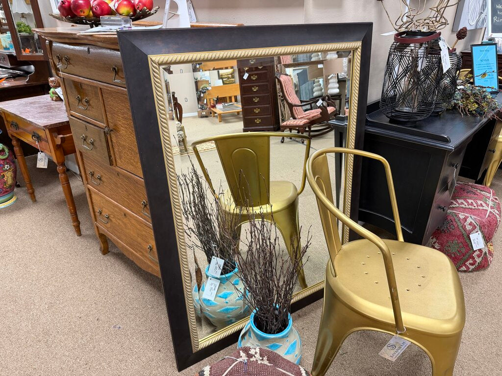Dark Wood & Gold Framed Mirror