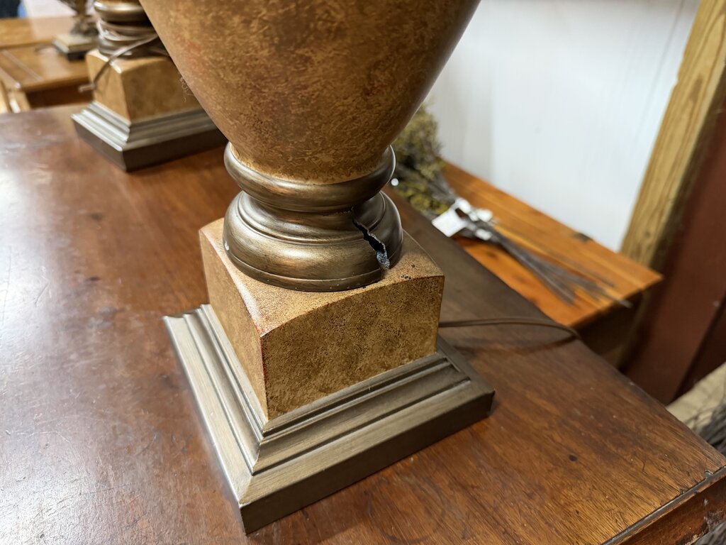 Pair Urn Style Lamps (crack on one)