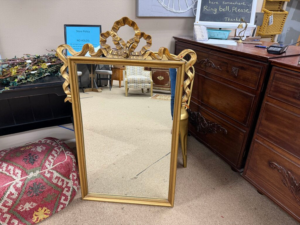 Vintage Ribbon Top Gold Mirror