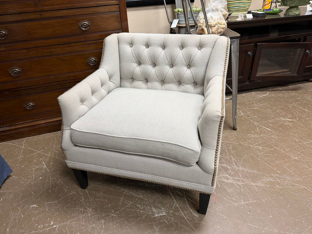 Down-Filled Tufted Square Club Chair