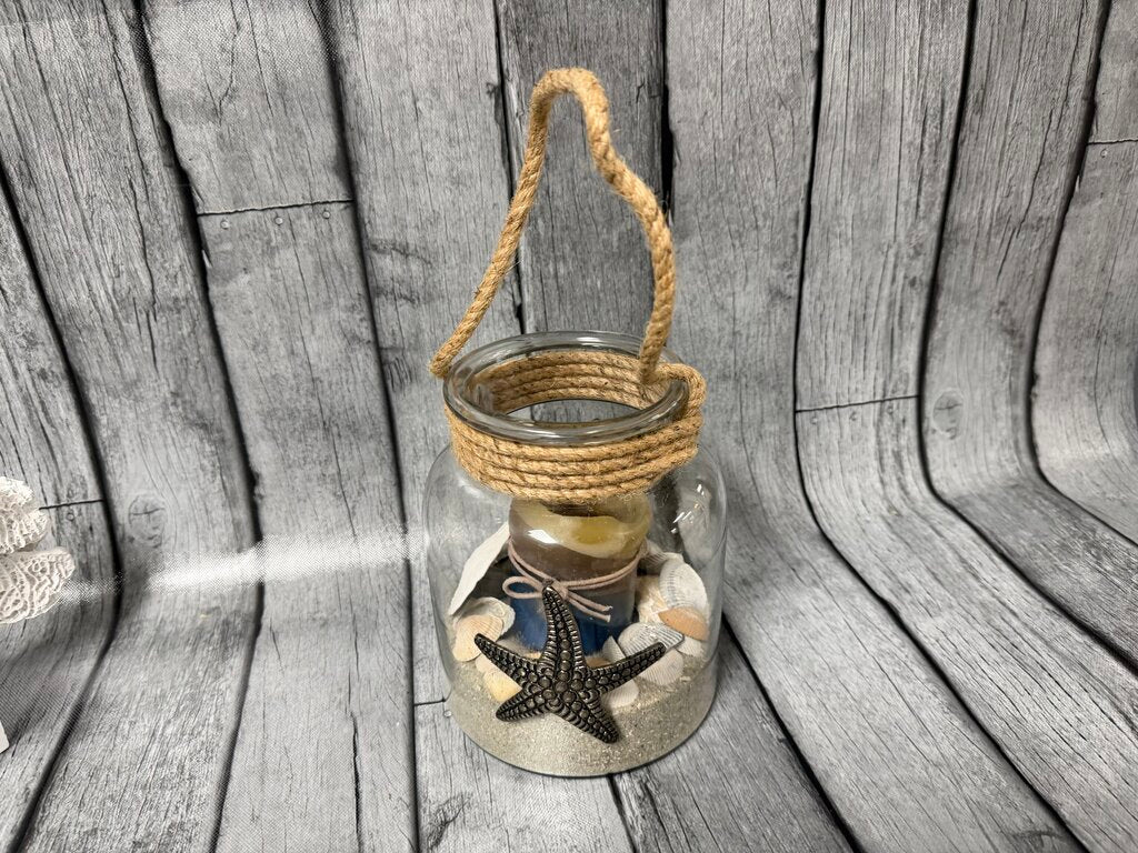 Jar of Seashells w/Candle