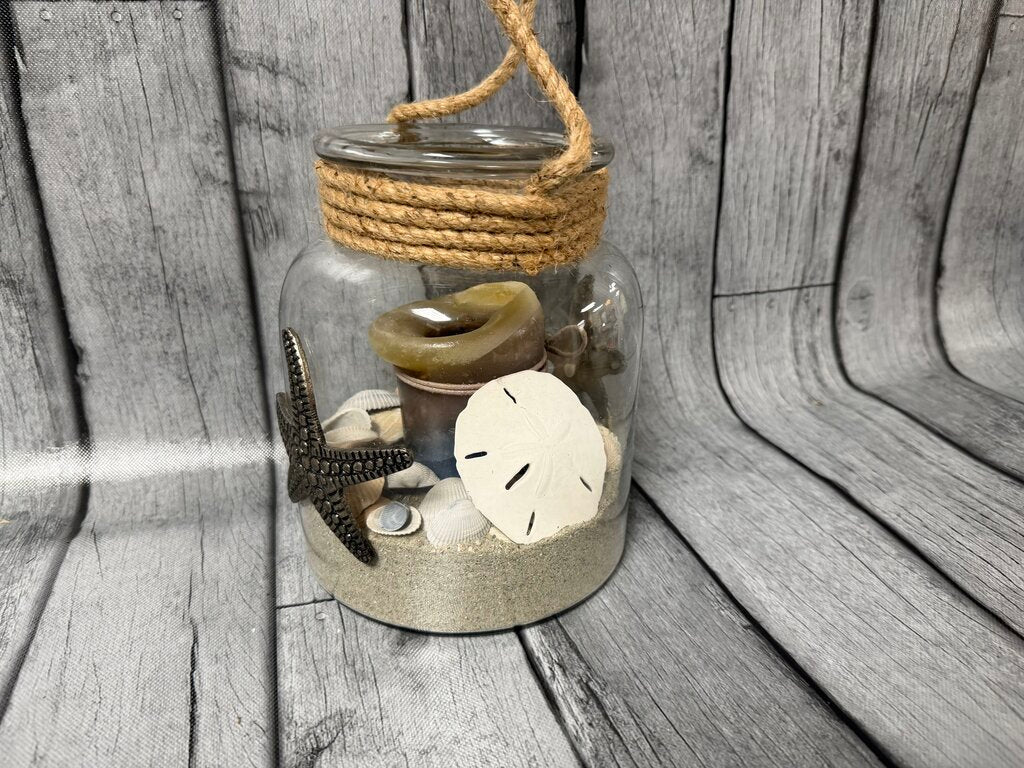 Jar of Seashells w/Candle