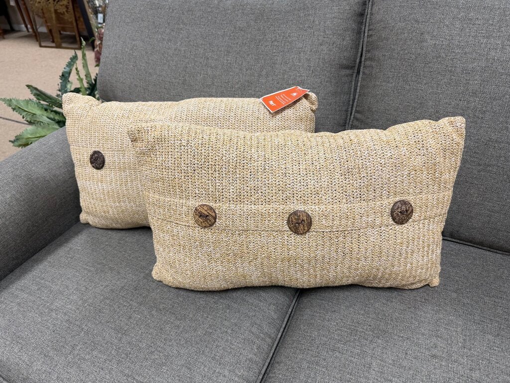 *NEW* Pair Indoor/Outdoor Buttoned Lumbar Pillows